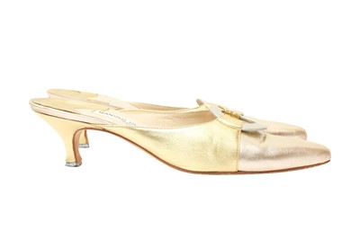 Lot 262 - Manolo Blahnik Metallic Gold Heeled Mule - Size 38