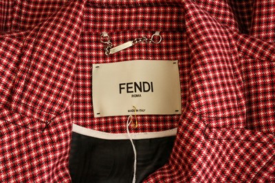 Lot 74 - Fendi Red Wool Check Jacket - Size 36