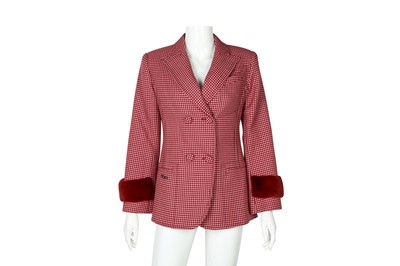 Lot 74 - Fendi Red Wool Check Jacket - Size 36