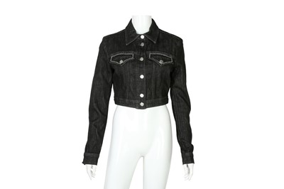 Lot 451 - Versace Black Denim Cropped Jacket -Size S