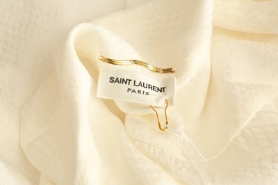 Lot 336 - Saint Laurent Ivory Silk Pussy Bow Blouse - Size 40