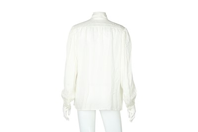 Lot 336 - Saint Laurent Ivory Silk Pussy Bow Blouse - Size 40