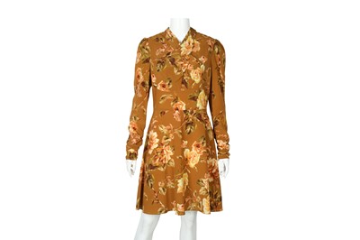 Lot 347 - Zimmermann Tan Silk Resistance Floral Print Dress - Size 2