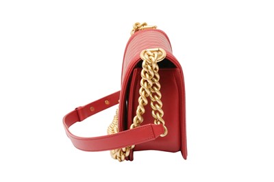 Lot 72 - Chanel Cherry Red Quilted Medium Boy Bag