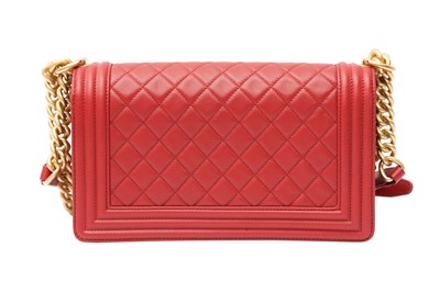 Lot 72 - Chanel Cherry Red Quilted Medium Boy Bag