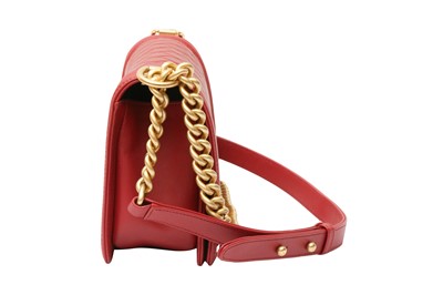Lot 72 - Chanel Cherry Red Quilted Medium Boy Bag