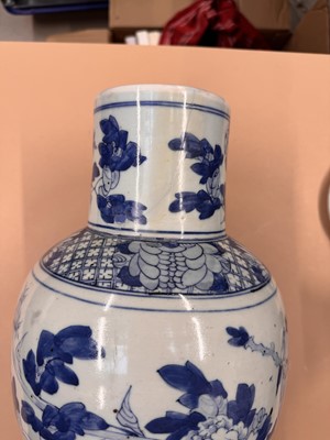 Lot 460 - A CHINESE BLUE AND WHITE BALUSTER VASE AND COVER