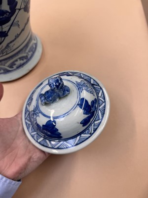 Lot 460 - A CHINESE BLUE AND WHITE BALUSTER VASE AND COVER