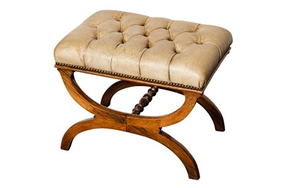 Lot 55 - A ROSEWOOD FOOTSTOOL, 19TH CENTURY