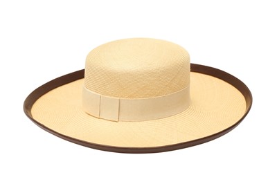 Lot 208 - Hermes x Motsch Beige Straw Wide Brim Hat - Size 58