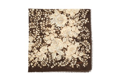 Lot 179 - Chanel Brown Camellia Cashmere Scarf