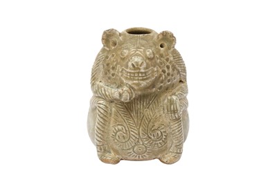 Lot 277 - A CHINESE CELADON-GLAZED 'BEAR' POT