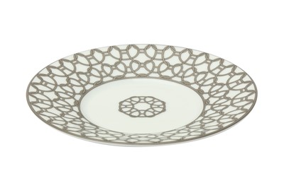 Lot 404 - Hermes 'Fil d'Argent' White Teacups and Saucers