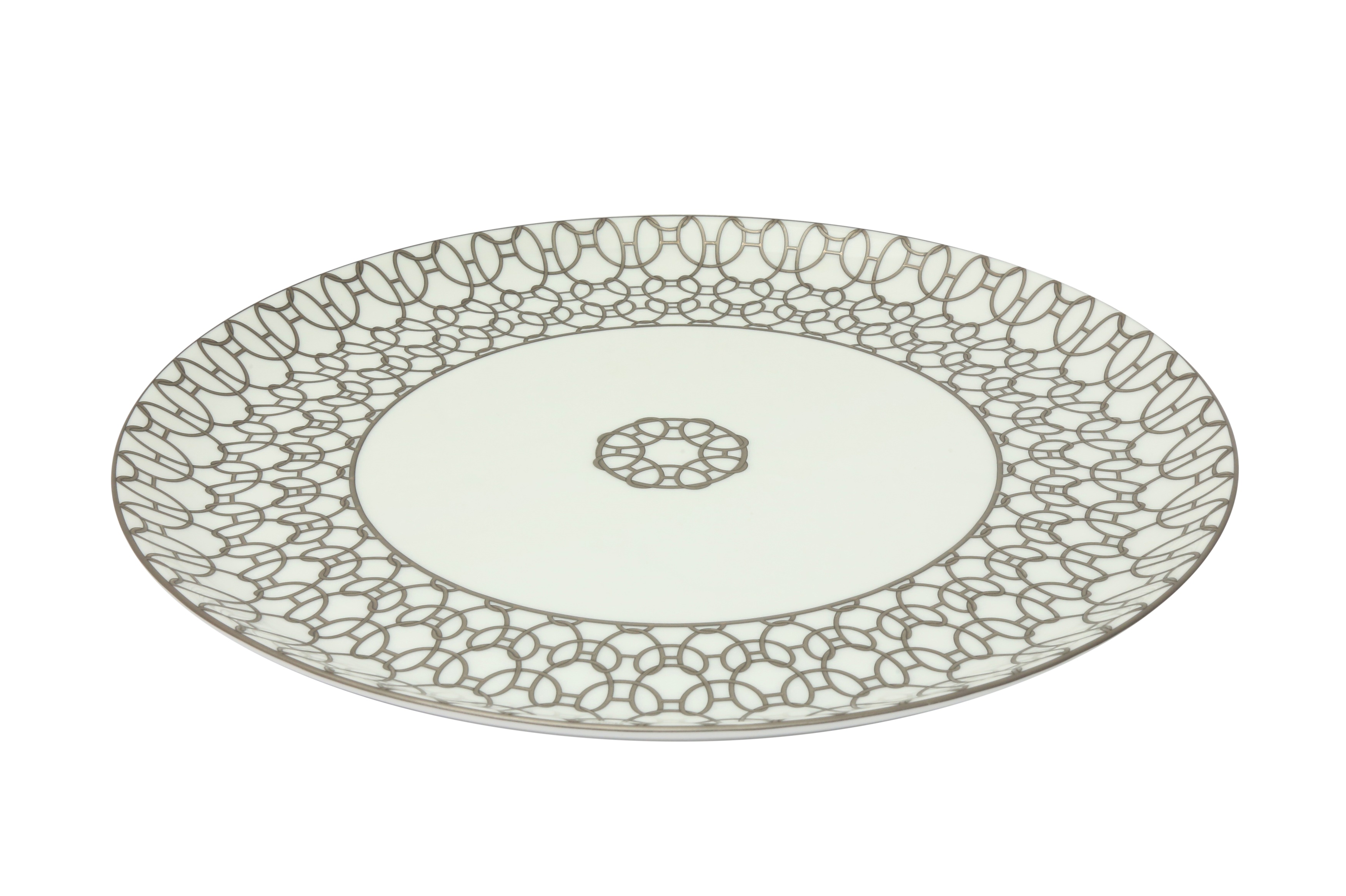 Assiette Plate Hermès Fil D'Argent - Lot De 2, Porcelaine, Diamètre 28 Cm, Neuve (gravée S)