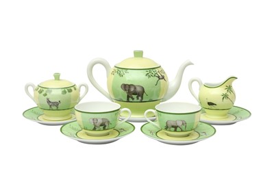 Lot 421 - Hermes Green Africa Tea For Two Set