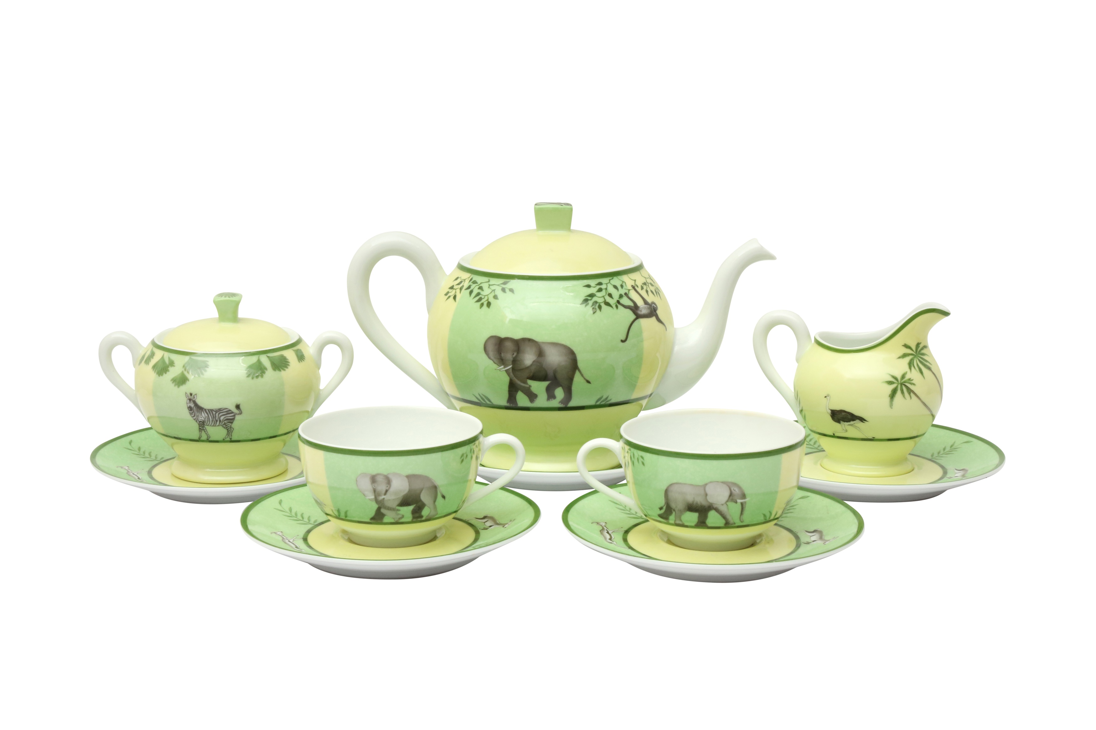 Lot 421 - Hermes Green Africa Tea For Two Set