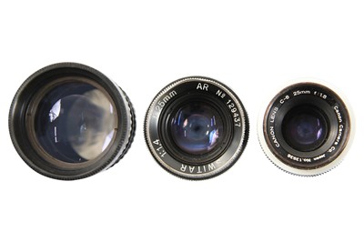 Lot 202 - Yashica Cine Yashinon 38mm f1.4 & Bolex Switar 25mm f1.4 Cine Lenses.