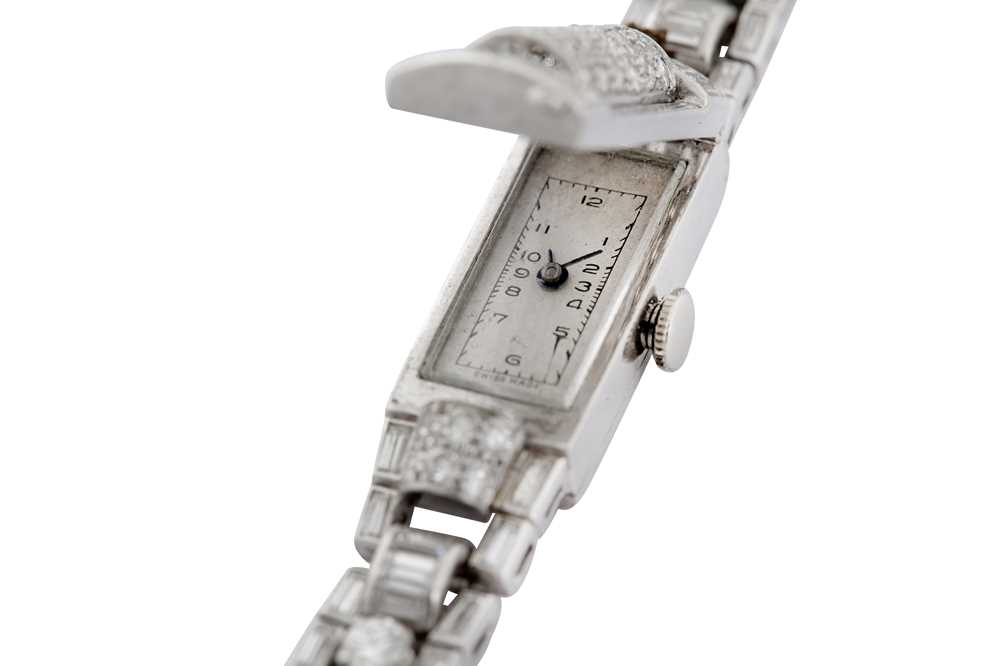 Lot 340 - PLATINUM & DIAMOND COCKTAIL WATCH