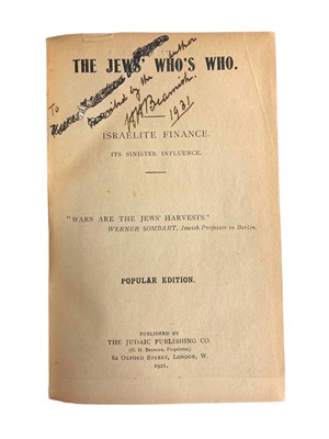 Lot 10 - Anti-Semitism. [Beamish] The Jews’ Who’s Who, 1921