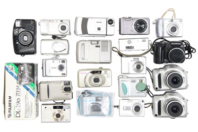 Lot 106 - Twenty Digital/Film Point & Shoot Cameras With Casio QV 100.