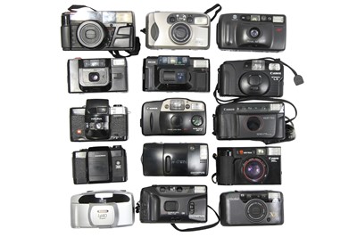 Lot 138 - Fifteen Point & Shoot Cameras With Nikon Zoom 210 AF.