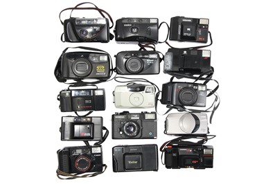 Lot 84 - Fifteen Point & Shoot Cameras With Nikon RF 2.