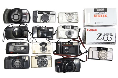 Lot 136 - Fifteen Point & Shoot Cameras With Canon Sureshot Z135.