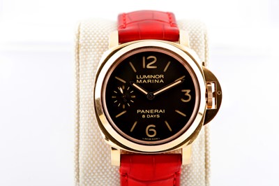 Lot 406 - PANERAI LUMINOR MARINA 8-DAYS WRISTWATCH - 18K GOLD