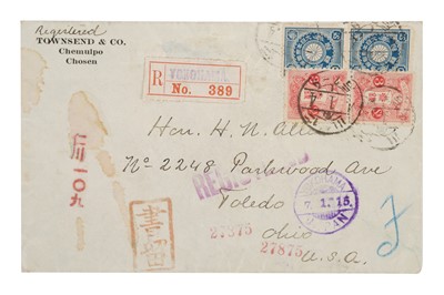 Lot 6 - KOREA 1915, REGISTERED COVER CHEMULPO TO TOLEDO, OHIO TO HORACE ALLEN, U.S CONSUL GENERAL, KOREA 1890 TO 1897