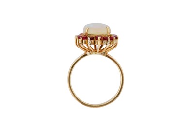 Lot 127 - AN OPAL AND RUBY RING