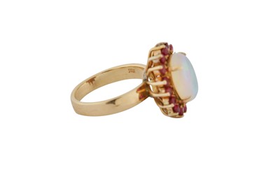 Lot 127 - AN OPAL AND RUBY RING