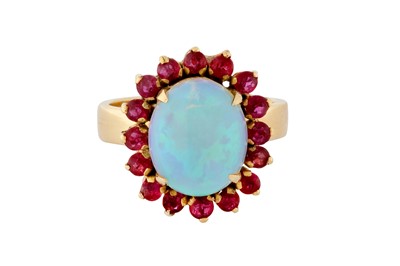 Lot 127 - AN OPAL AND RUBY RING