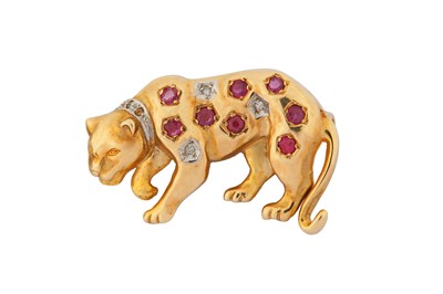 Lot 111 - A RUBY AND DIAMOND PANTHER BROOCH, CIRCA 1988