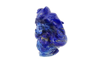 Lot 16 - A 20TH CENTURY INDIAN LAPIS LAZULI FIGURINE OF GANESH