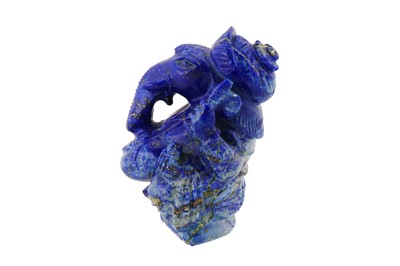 Lot 16 - A 20TH CENTURY INDIAN LAPIS LAZULI FIGURINE OF GANESH