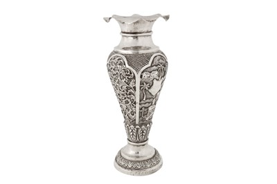 Lot 93 - An early 20th century Anglo – Indian unmarked silver vase, Bombay circa 1925