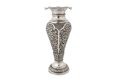 Lot 93 - An early 20th century Anglo – Indian unmarked silver vase, Bombay circa 1925