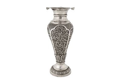 Lot 93 - An early 20th century Anglo – Indian unmarked silver vase, Bombay circa 1925