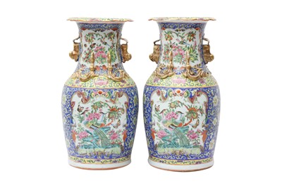 Lot 479 - A PAIR OF CHINESE CANTON FAMILLE-ROSE VASES
