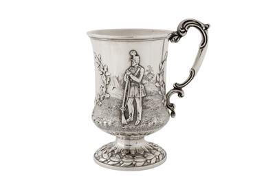 Lot 359 - A Victorian sterling silver christening mug, London 1862 by George Adams of Chawner and Co