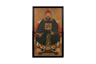 Lot 694 - A CHINESE ANCESTRAL PORTRAIT