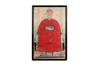 Lot 695 - A CHINESE ANCESTRAL PORTRAIT