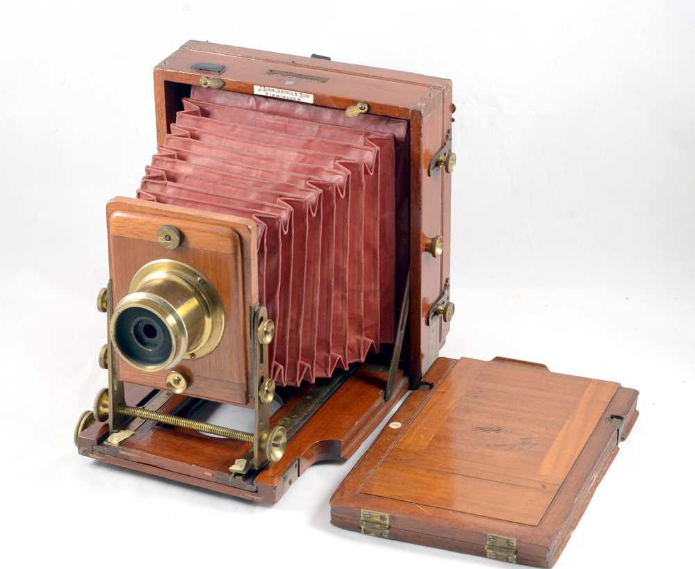Lot 24 - J Lancaster & Son Half-Plate Wood & Brass Camera
