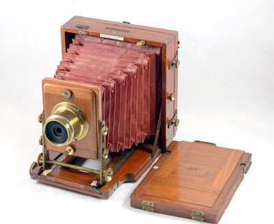 Lot 24 - J Lancaster & Son Half-Plate Wood & Brass Camera