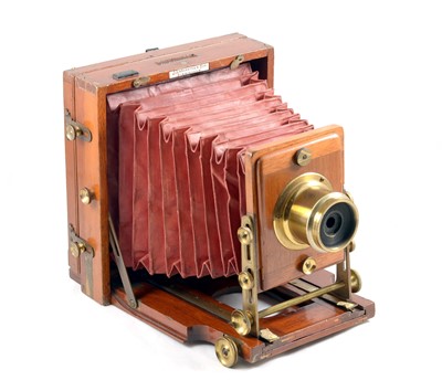 Lot 24 - J Lancaster & Son Half-Plate Wood & Brass Camera