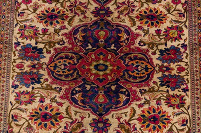 Lot 12 - A VERY FINE SILK KASHAN RUG, CENTRAL PERSIA