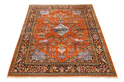 Lot 2 - AN UNUSUAL VERY FINE PART SILK INDIAN RUG