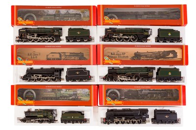 Lot 224 - A GROUP OF SIX HORNBY OO GAUGE STEAM LOCOMOTIVES IN BRITISH RAIL LIVERY