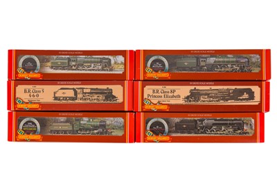 Lot 224 - A GROUP OF SIX HORNBY OO GAUGE STEAM LOCOMOTIVES IN BRITISH RAIL LIVERY