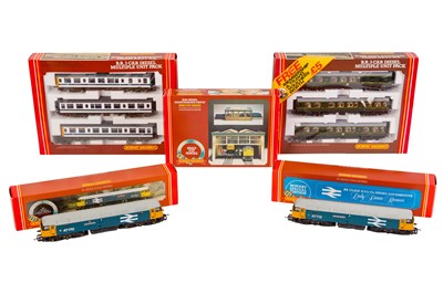 Lot 221 - A GROUP OF HORNBY OO GAUGE LOCOMOTIVES PLUS A DIESEL MAINTENANCE DEPOT